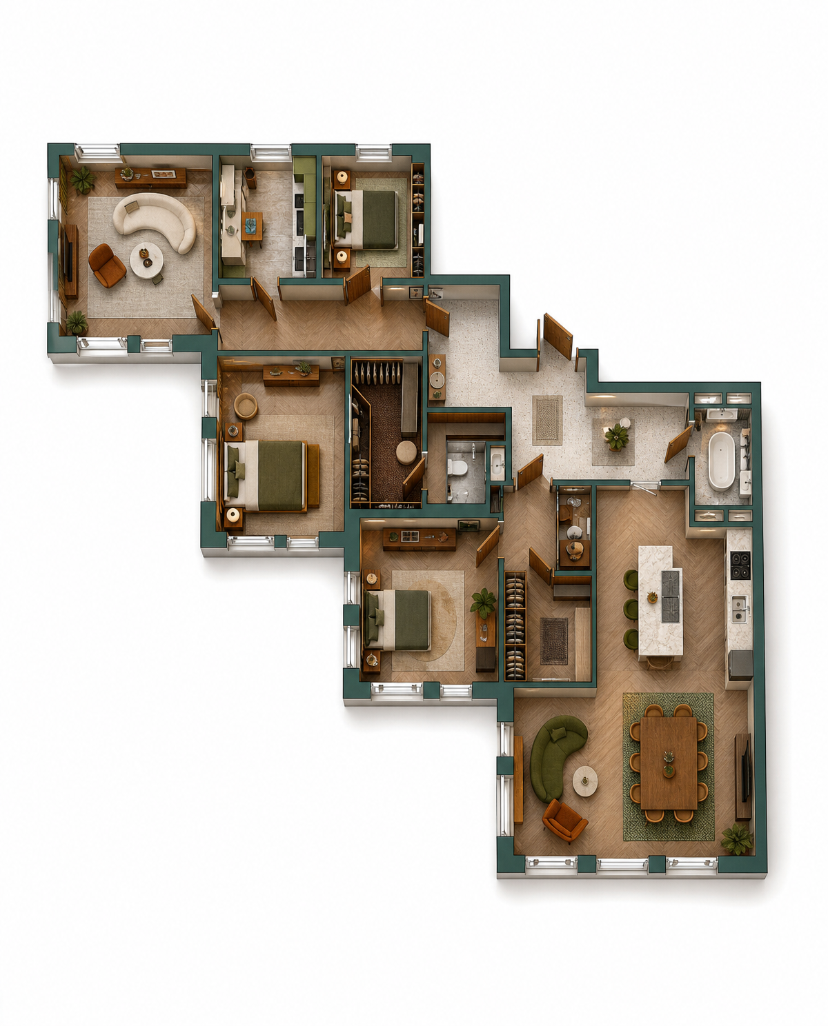 AI-дизайн интерьера в стиле Mid-Century Modern